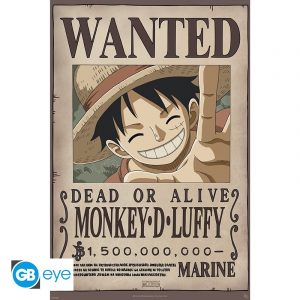 ONE PIECE - Poster «Wanted Luffy New 2» roulé filmé (91.5x61)