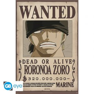 ONE PIECE - Poster "Wanted Zoro new" roulé filmé (91.5x61)
